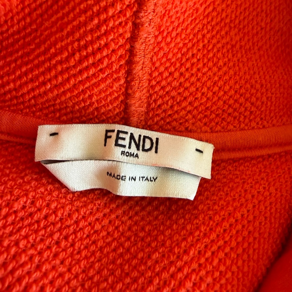 Fendi women orange hoodie with logo on sleeves and front - Picture 3 of 5